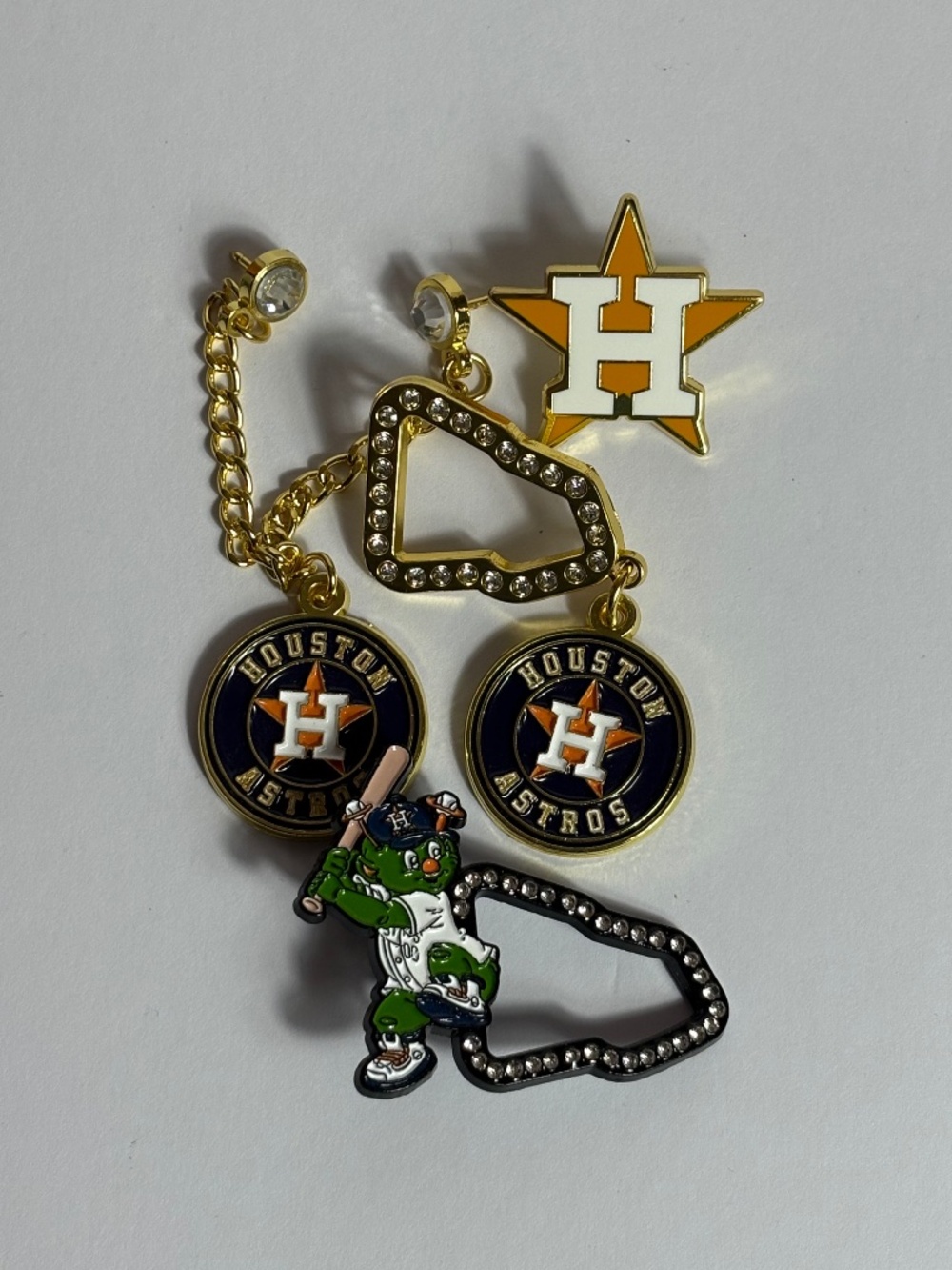 4 New Era Houston Astros Hat Chain Frame Pin Pins Bundle Gold Hatpin Hats Chains